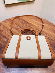 Tory Burch Blake Canvas Tote With Dust Bag TB608 Apricot Brown