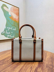 Tory Burch Blake Canvas Tote With Dust Bag TB608 Apricot Brown