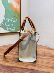 Tory Burch Blake Canvas Tote With Dust Bag TB608 Apricot Brown