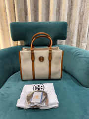 Tory Burch Blake Canvas Tote With Dust Bag TB608 Apricot Brown