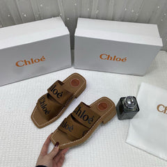 WMN Chloé Premium Woody Slides in Brown whit og box