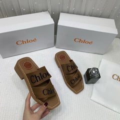 WMN Chloé Premium Woody Slides in Brown whit og box
