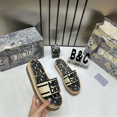 WMN Miss Dior premium Tan Slides whit og box