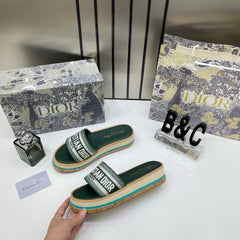 WMN Christian Dior Premium Green Sandals whit og box