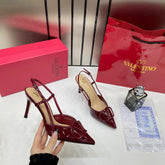 Valentino Premium heels Vlogo Patent Leather Slingback Red
