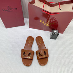 WMN Valentino Premium V-Logo Signature Slides Brown