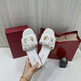 WMN Valentino Premium V-Logo Signature Slides White