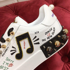 DOLCE GABBANA PROTOFINO APPLIQUE WHITE MUSIC NOTE