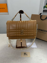 Burberry London Soft Leather Brown Shoulder Bag With OG Box & Dust Bag 8396 Brown