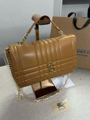 Burberry London Soft Leather Brown Shoulder Bag With OG Box & Dust Bag 8396 Brown