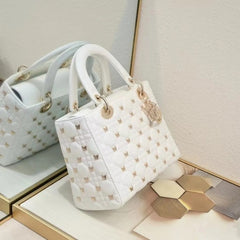 Dior Lady My ABC Cannage Butterfly Premium Quality With OG Box & Dus Bag (White 712)