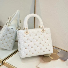 Dior Lady My ABC Cannage Butterfly Premium Quality With OG Box & Dus Bag (White 712)