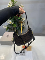 Coach Carmen Mini Crossbody In Signature Jacquard Coffee Ticket With OG Box & Dust Bag (2750)