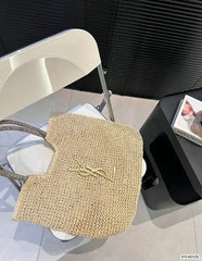 YSL Saint Laurent ICare Raffia Jute Tote Bag With OG Box & Dust Bag (Beige - 992)