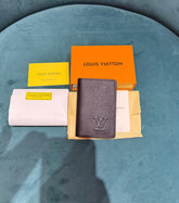 Louis Vuitton Lv Black eather Card Case Wallet M69979 Black Hardware