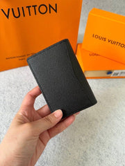 Louis Vuitton Lv Black eather Card Case Wallet M69979 Black Hardware