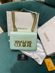 Versace Jeans Couture Saffiano Lock Crossbody Bag With OG Gift Box & Dust Bag (Pistachio Green - VA029)