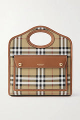 Burberry Mini Checkered Leather Tote Bag With OG Box & Dust Bag 2733 Lattice
