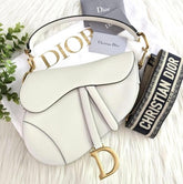 Dior Saddle Premium Leather White With OG Box & Dust Bag (White - 1026)