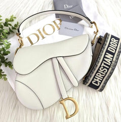 Dior Saddle Premium Leather White With OG Box & Dust Bag (White - 1026)