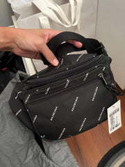 Balenciaga B28 Logo All Over Unisex Shoulder-Waist Bag With DustCover