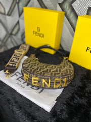 Fendi Graphy Monogram Brown Bag With OG Box & Sling Belt