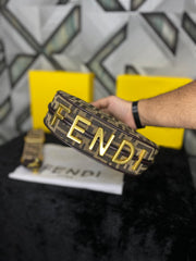 Fendi Graphy Monogram Brown Bag With OG Box & Sling Belt