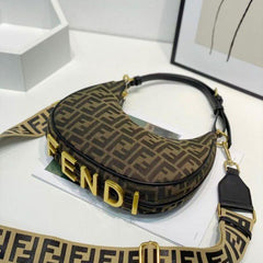Fendi Graphy Monogram Brown Bag With OG Box & Sling Belt