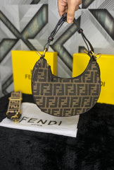 Fendi Graphy Monogram Brown Bag With OG Box & Sling Belt