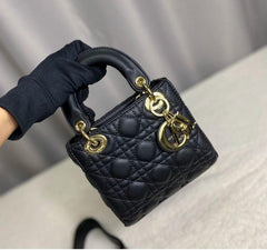 Lady dior signature small bag with og box 18cm(2303 black)