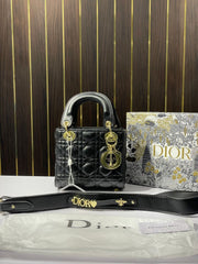 Lady dior signature small bag with og box 18cm(2303 black)