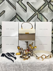 Marc Jacobs The Down Town White Brown Bag With Box & Accessories