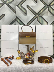 Marc Jacobs The Down Town Beige Brown Bag With Box & Accessories