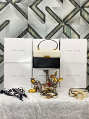 Marc Jacobs The Down Town Black White Bag With Box & Accessories