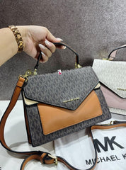 Michael Kors Mk Ludlow Signature Leather Satchel Bag With Box Coffee 3323