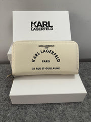 Karl Lagerfeld Dual Zip 76 Wallet With Original Box Dust Cover & Brand Paper KS016 White
