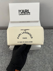 Karl Lagerfeld Dual Zip 76 Wallet With Original Box Dust Cover & Brand Paper KS016 White