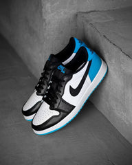 Nike AJ Retro 1 Low black and dark powder blue unc