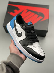 Nike AJ Retro 1 Low black and dark powder blue unc