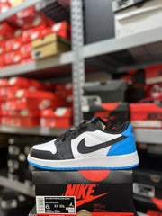 Nike AJ Retro 1 Low black and dark powder blue unc