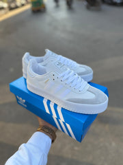 Adidas samba Triple White Satin Stripe