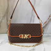 Michael Kors Parker Medium Logo Shoulder Bag With Dust Bag & OG Box 22319 Coffee Brown