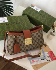 Gucci Padlock Brown Small Shoulder Bag With OG Box & Dust Bag 88278 Brown