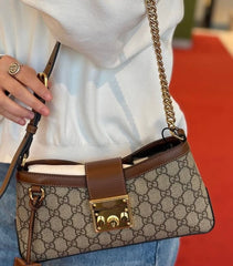 Gucci Padlock Brown Small Shoulder Bag With OG Box & Dust Bag 88278 Brown