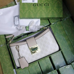 Gucci Padlock Brown Small Shoulder Bag With OG Box & Dust Bag 88278 Beige