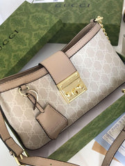 Gucci Padlock Brown Small Shoulder Bag With OG Box & Dust Bag 88278 Beige