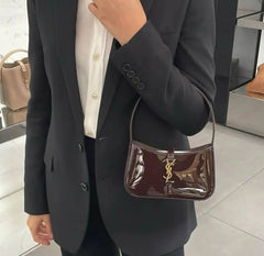 Ysl patent hobo bag glossy with og box (903-2coffe)