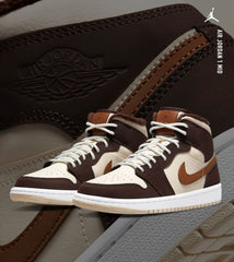 Nike Air jordan 1 Mid Se Brown Basalt Oatmeal Semi Ua