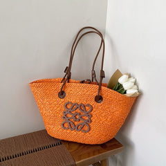 Loewe Jute Bucket Tote Premium OrangeBrown