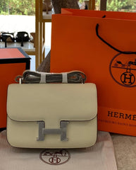 Hermes Constance Slim Epsom Vert With OG Box & Dust Bag KG-19 Apricot